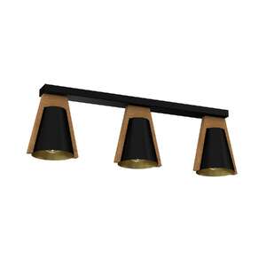 Luminex Figen 3717 plafon lampa sufitowa 3x60W E27 czarny/drewniany