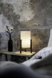Marksjold Eruca 108760 lampa stołowa lampka klasyczna elegancka drewniana klosz materiałowy 1x40W E27 orzech/beżowa
