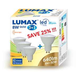 Zestaw żarówek LED Lumax LL325X4 8W GU10 MR16 3000K 650lm NW 830 105° SMD (4 sztuki) - wysyłka w 24h