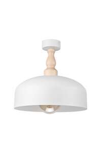 Lamkur Rina 48284 plafon lampa sufitowa klasyczny elegancki drewniany abażur metalowy miska 1x60W E27 biały/drewniany