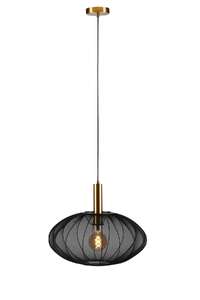 Lucide Corina 03447/52/30 lampa wisząca zwis ażurowy materiałowy klosz 1x40W E27 czarna/złota