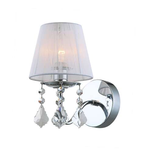 Kinkiet Italux Cornelia MBM-2572/1 W lampa oprawa ścienna kryształki 1x40W E14 chrom/kryształ/biały