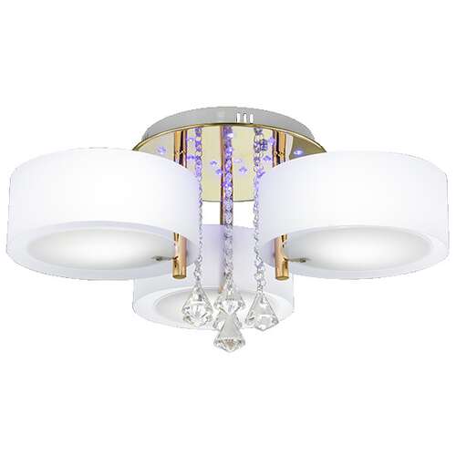 Elem Antila DRS8006/3 TR GL plafon lampa sufitowa abażurowa glamour kryształ 3x60W E27 + LED biały/złoty - wysyłka w 24h