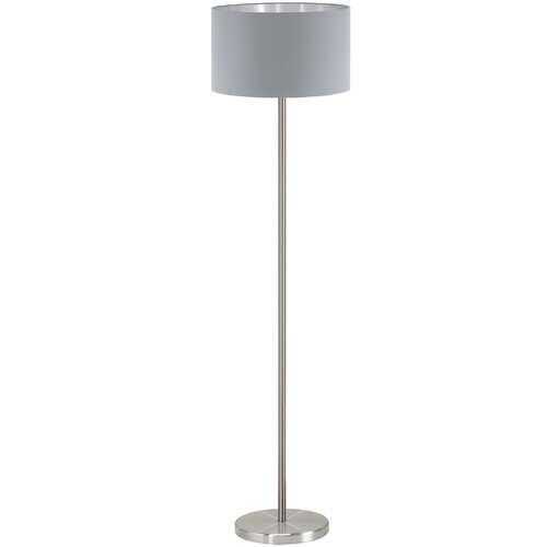 Lampa podłogowa Eglo Maserlo 95173 z abażurem 1x60W E27 szary/srebrny