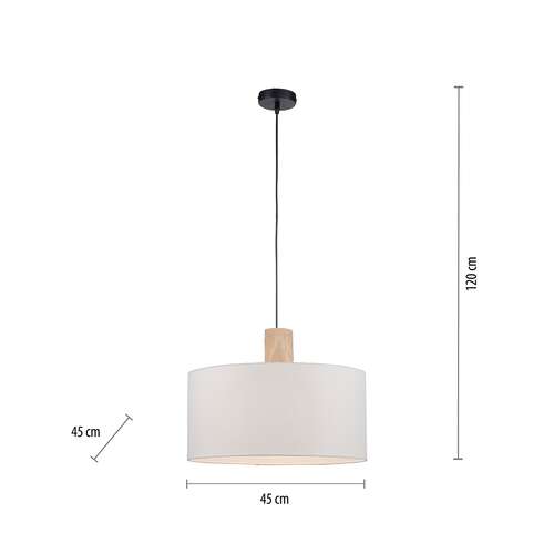 Zuma Line Linen 15112-16 lampa wisząca zwis 1x60W E27 biała/drewniana