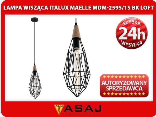 Italux Maelle MDM-2595/1S BK lampa wisząca zwis 1x40W E14 czarna