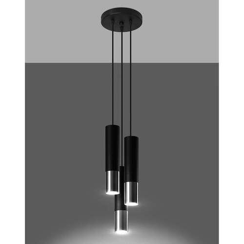 Sollux Loopez SL.0943 lampa wisząca 3x40W GU10 czarny/chrom - wysyłka w 24h
