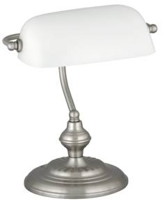 Rabalux Bank 4037 lampa stołowa lampka biurkowa bankierka 1x60W E27 chrom/biały