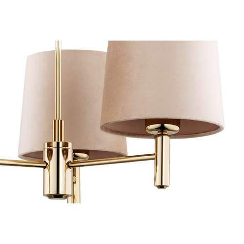 Argon Ponte Plus 6109 lampa wisząca żyrandol abażur welur glamour klasyczna patyki 3x15W E27 beżowy/złoty