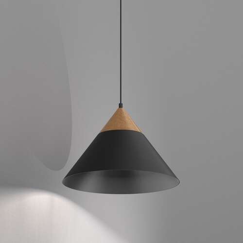 Luminex Single 449 lampa wisząca zwis 1x60W E27 czarna/drewniana