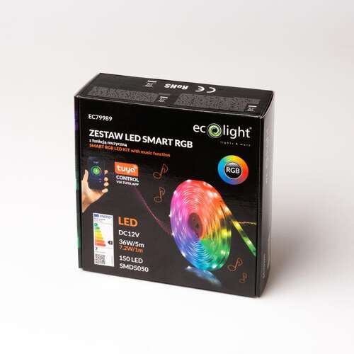 Ecolight EC79989 taśma LED muzyczna SMART RGB 5m 36W 12V IP20 - wysyłka w 24h