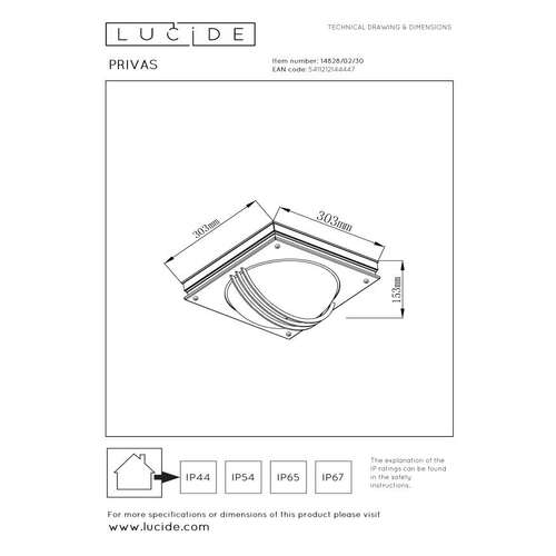 Lucide Privas 14828/02/30 kinkiet zewnętrzny lampa ścienna IP44 2x40W E27 czarny