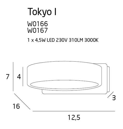 MAXlight Tokyo I W0166 Kinkiet lampa ścienna 1x4,5W LED biały - wysyłka w 24h