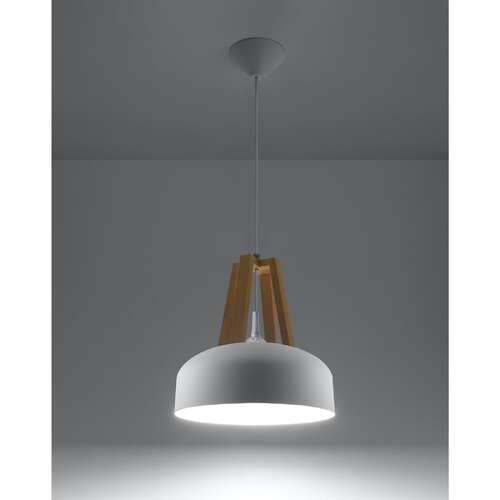 Lampa wisząca Sollux Casco SL.0388 1x60W E27 biała/naturalne drewno - wysyłka w 24h