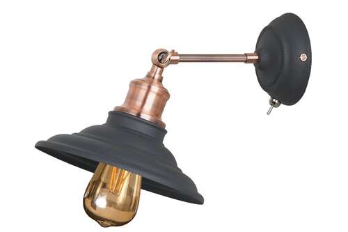 GTV Loret OS-LORW-E27-10-DEC kinkiet lampa ścienna 1x40W E27 czarny/miedziany