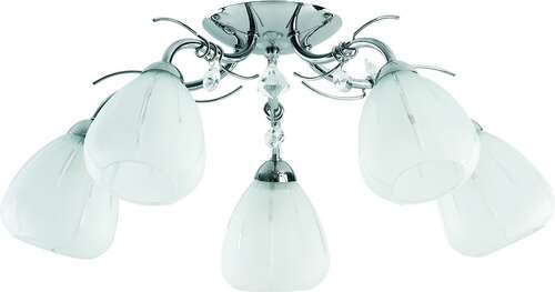 Plafon Alfa Oskar 16455 oprawa lampa sufitowa 5x40W E14 chrom, biały, kryształ