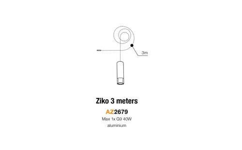 Azzardo Ziko AZ2679 przewód kabel z oprawką bez bazy sufitowej tuba wisząca 1x40W G9 3m czarna	