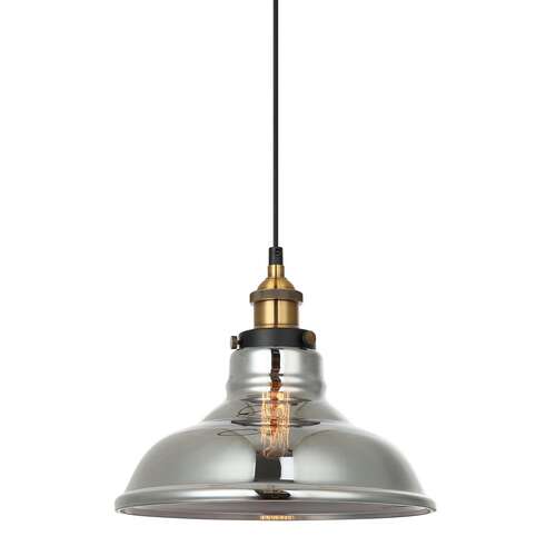 Italux Hubert MDM-2381/1 GD+SG lampa wisząca zwis żyrandol na lince loft vintage old school szklana miska półokrąg 1x40W E27 czarna