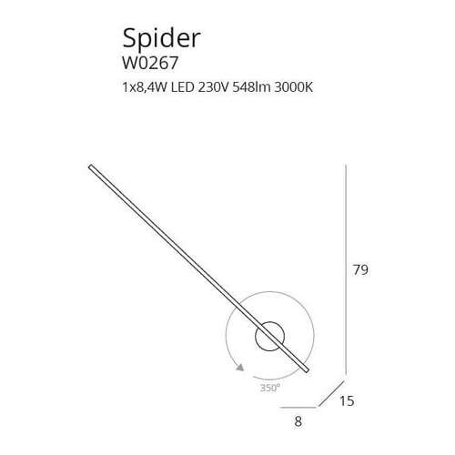 Maxlight Spider W0267 kinkiet lampa ścienna 1x8,4W LED 3000K IP44 czarny - wysyłka w 24h