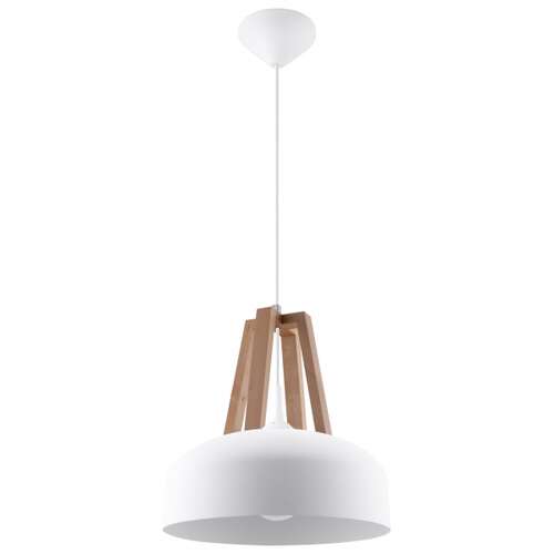 Lampa wisząca Sollux Casco SL.0388 1x60W E27 biała/naturalne drewno - wysyłka w 24h