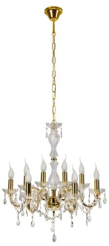 Candellux Maria Teresa 38-94653 lampa wisząca zwis 8x40W E14 złota / kryształ