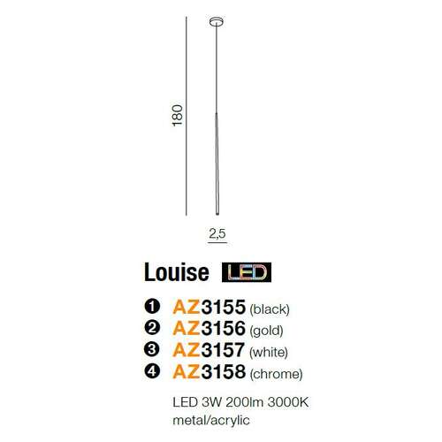 Azzardo Louise 1 AZ3155 lampa wisząca pojedyńcza nowoczesna żyrandol na licne kijek patyk zwis 1x3W LED 3000K czarny - wysyłka w 24h
