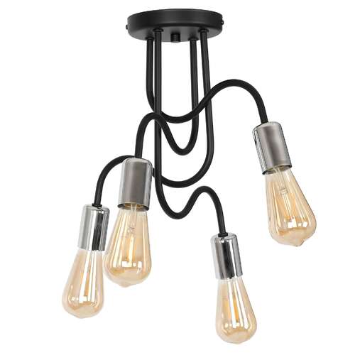Luminex Dow 8072 plafon lampa sufitowa 4x60W E27 czarny / chrom