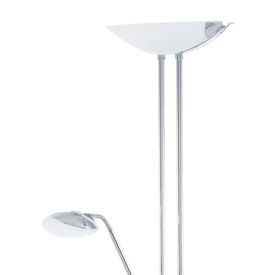 Lampa podłogowa Eglo Baya 93875 led stojąca 1x20W+2,5W LED chrom/biały