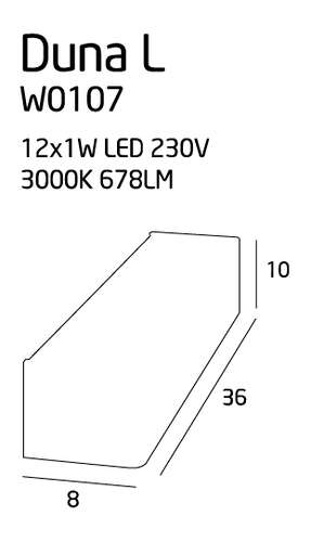 MAXlight Duna L W0107 Kinkiet lampa ścienna 1x12W LED biały WYPRZEDAŻ OSTATNIA SZTUKA !