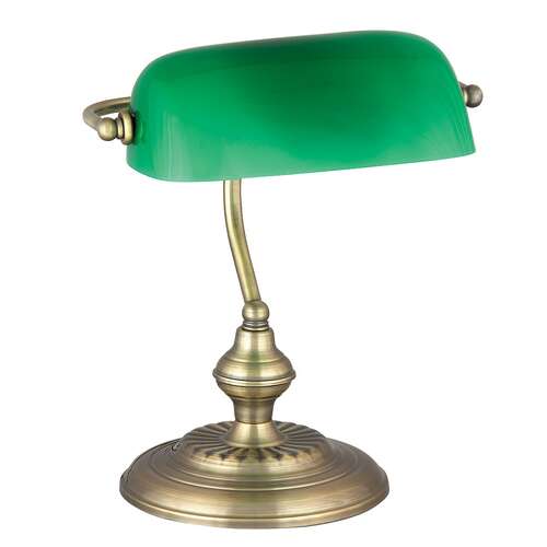 Rabalux Bank 4038 lampa stołowa lampka biurkowa bankierka 1x60W E27 brązowy/zielony