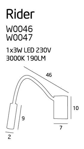 MAXlight Rider W0047 Kinkiet lampa oprawa ścienna 1x3W LED biały