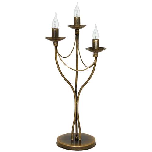 Lampa lampka oprawa biurkowa klasyczna świecznikowa Aldex Róża I 3x40W E14 stare złoto 397B26D