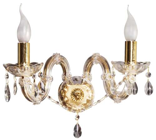 Candellux Maria Teresa 33-94639 lampa kinkiet ścienny pałacowy świecznik świeczki świece kryształy rustykalna 2 ramiona E14 2x40W złota