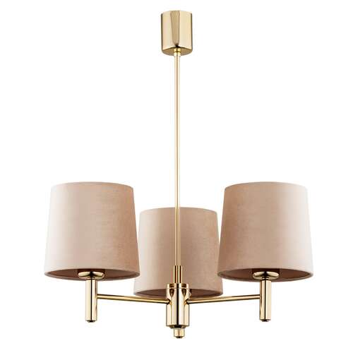 Argon Ponte Plus 6109 lampa wisząca żyrandol abażur welur glamour klasyczna patyki 3x15W E27 beżowy/złoty