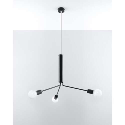 Sollux Duomo 3D SL.0303 Lampa wisząca zwis 3x60W E27 czarny