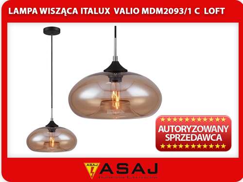 Italux Valio MDM2093/1 C lampa wisząca zwis 1x60W E27 szkło