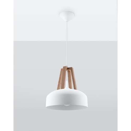 Lampa wisząca Sollux Casco SL.0388 1x60W E27 biała/naturalne drewno