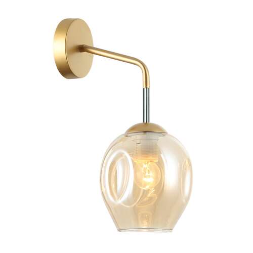 Italux Borgo WL-30843-1 GD+AMB kinkiet lampa ścienna 1x40W E27 złoty/bursztynowy