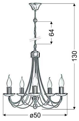 Candellux Muza 35-69170 lampa wisząca sufitowa żyrandol pałacowy świecznik świeczki świece rustykalna 5 ramion E14 5x40W patyna 
