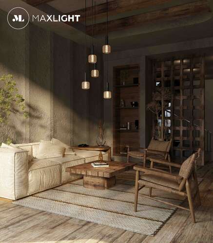 Maxlight Mesh P0439 lampa wisząca zwis 5x5W LED czarna/złota