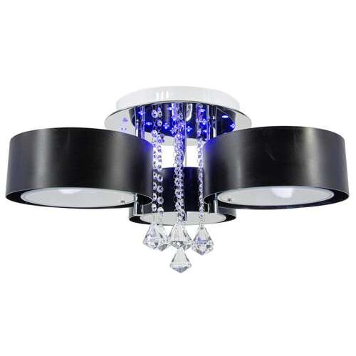 Elem Antila DRS8006/3 8C BL plafon lampa sufitowa abażurowa glamour kryształ 3x60W E27 + LED czarny/chrom - wysyłka w 24h