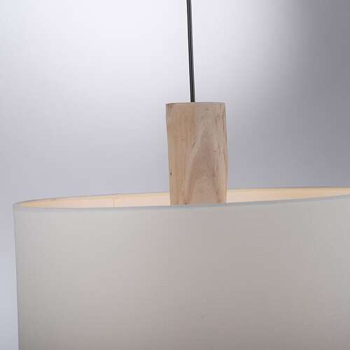 Zuma Line Linen 15112-16 lampa wisząca zwis 1x60W E27 biała/drewniana