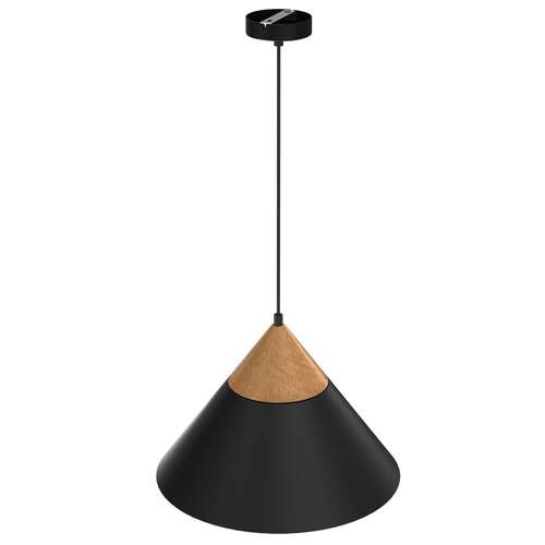 Luminex Single 449 lampa wisząca zwis 1x60W E27 czarna/drewniana