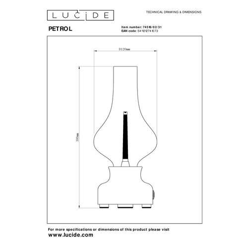 Lucide Petrol 74516/02/31 lampa stołowa lampka 1x2W LED 3000 biała