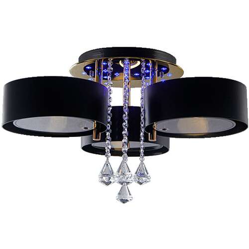 Elem Antila DRS8006/3 TR BL plafon lampa sufitowa abażurowa glamour kryształ 3x60W E27 + LED czarny/złoty