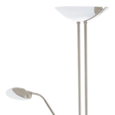 Lampa podłogowa Eglo Baya 93874 led stojąca 1x20W+2,5W LED nikiel mat/biały