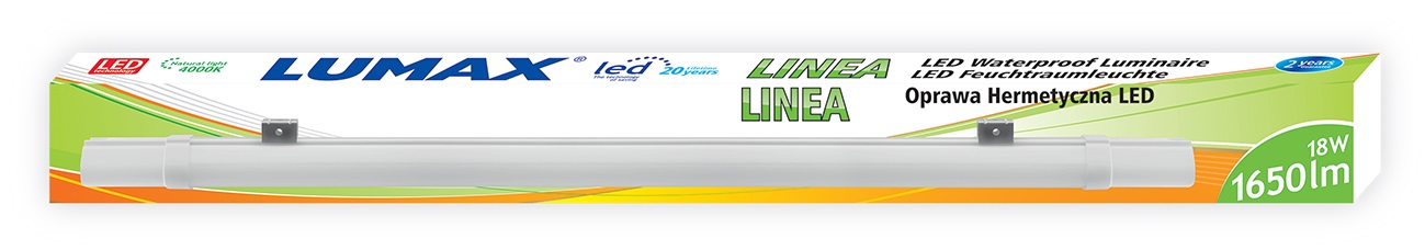 Oprawa hermetyczna LED 18W 60cm 1650lm 4000K neutralna IP65 Linea Lumax LHT051