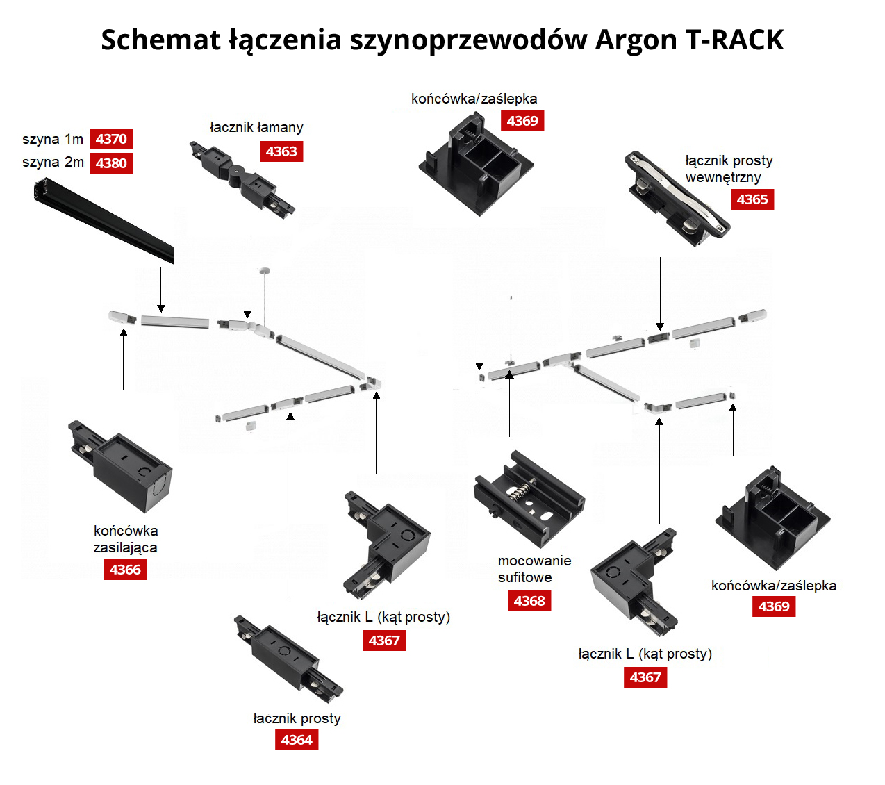 Argon Net 4312 reflektor spot 1x15W E27 biały system szynowy T-Rack - wysyłka w 24h