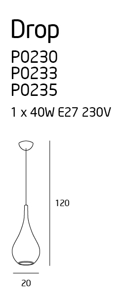 MAXlight Drop P0230 Lampa wisząca zwis 1x40W E27 chrom