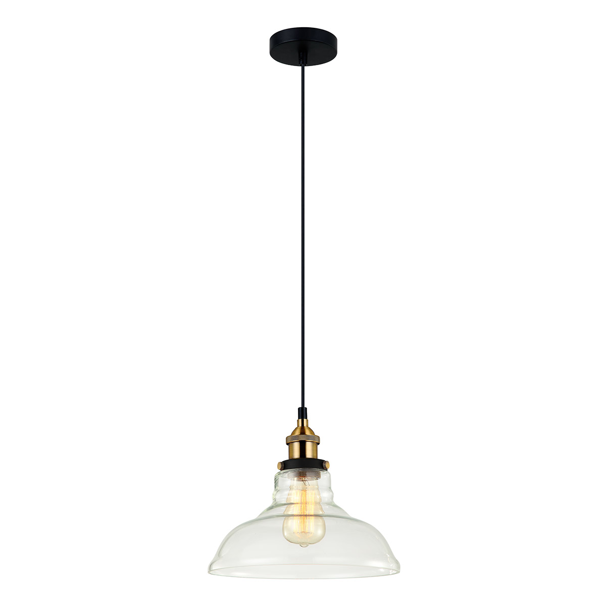 Italux Hubert MDM2381/1 lampa wisząca zwis 1x40W E27 czarny/złoty